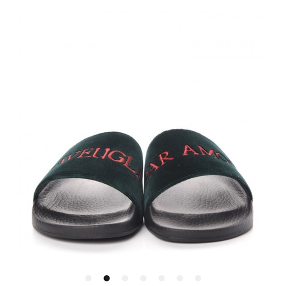 Velvet L'aveugle Par Amour Slide Sandals 37 Green. Never worn with box - Picture 1 of 7